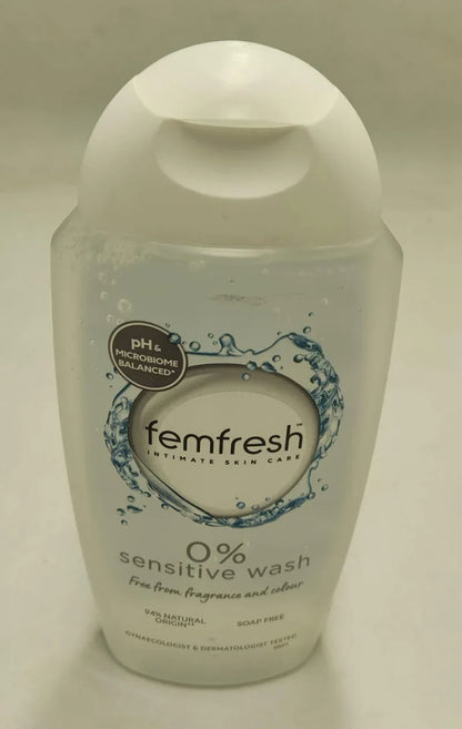 Femfresh 0% Sensitive Intimate Wash – Fragrance & Color Free | غسول فيم فريش للمناطق الحساسة ٠٪ – خالي من العطور والألوان