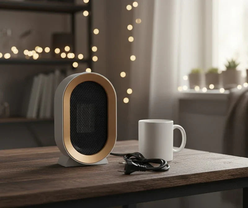 Portable Electric Desktop Air Heater – Fast Heating Silent Ceramic Fan for Home &amp; Office | سخان الهواء الكهربائي المكتبي المحمول – مروحة سيراميك سريعة التسخين وهادئة للمنزل والمكتب