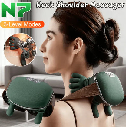 N7 Intelligent Neck and Shoulder Massager with Heat – 3-Level Deep Tissue Shiatsu | جهاز تدليك الرقبة والأكتاف الذكي N7 مع خاصية التدفئة – تدليك شياتسو بـ ٣ مستويات